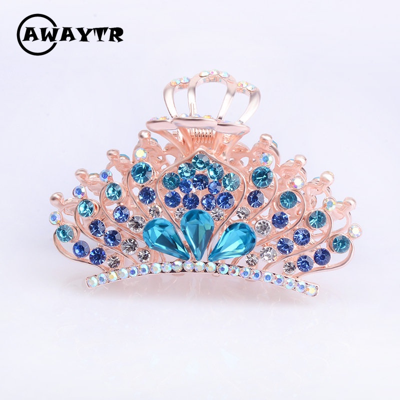 Kẹp Tóc Hình Con Công Bằng Kim Loại Đính Ngọc Trai Thời Trang Dành Cho Nữ