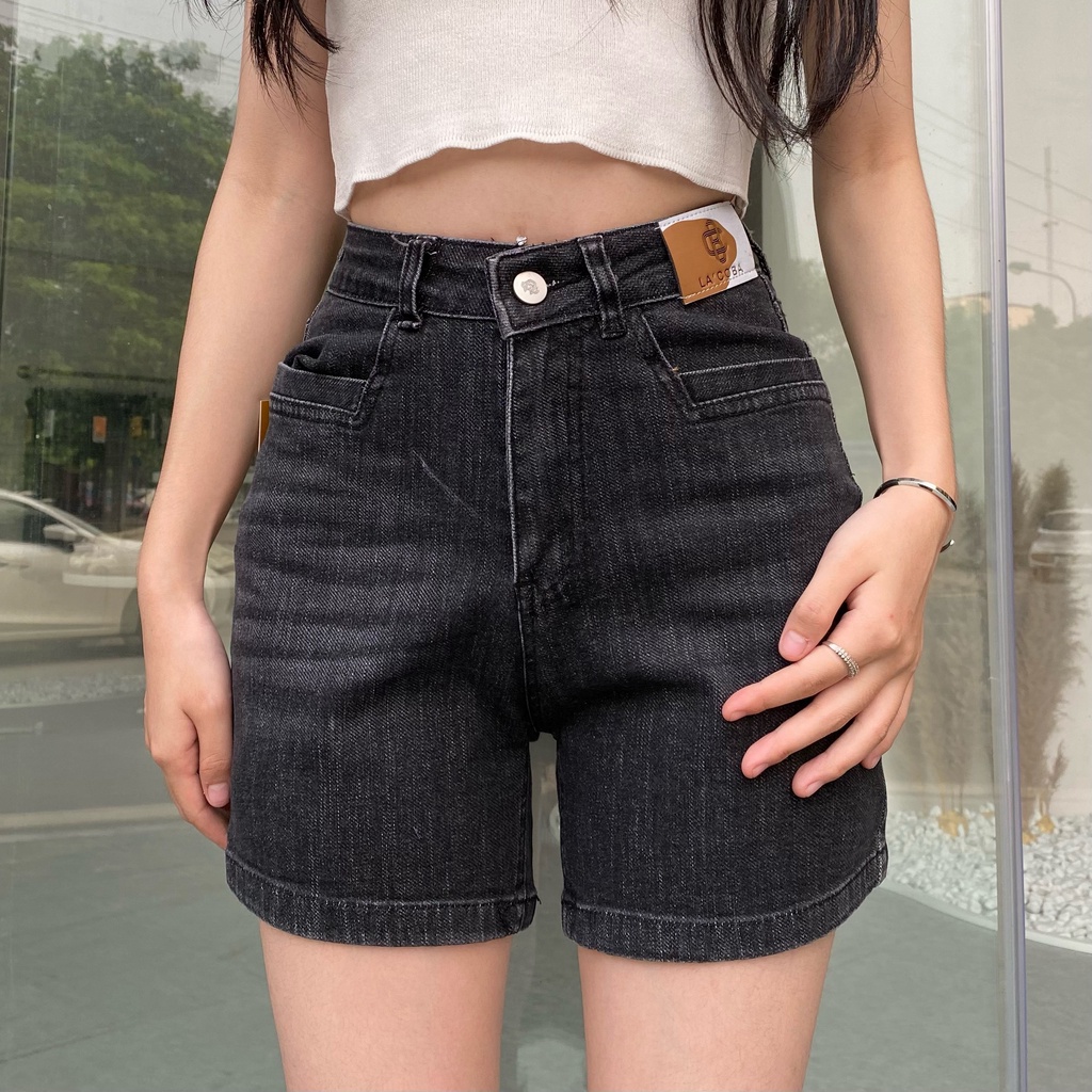 Quần short nữ vải jeans co giãn lưng cao trẻ trung năng động SN04 - La’coba