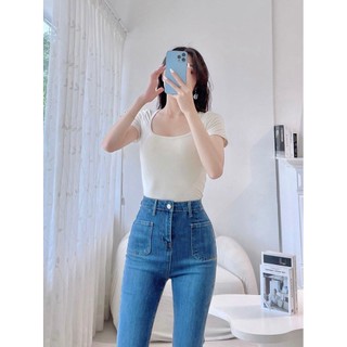 Áo thun nữ đủ màu trơn basic cổ vuông ôm body