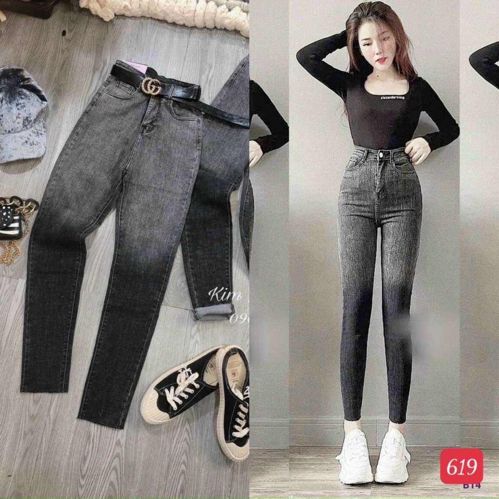 Quần jean nữ lưng cao mẫu mới  chất bò co giãn skinny ôm dáng siêu xinh mịn sịn A-T Fashion - MQ619