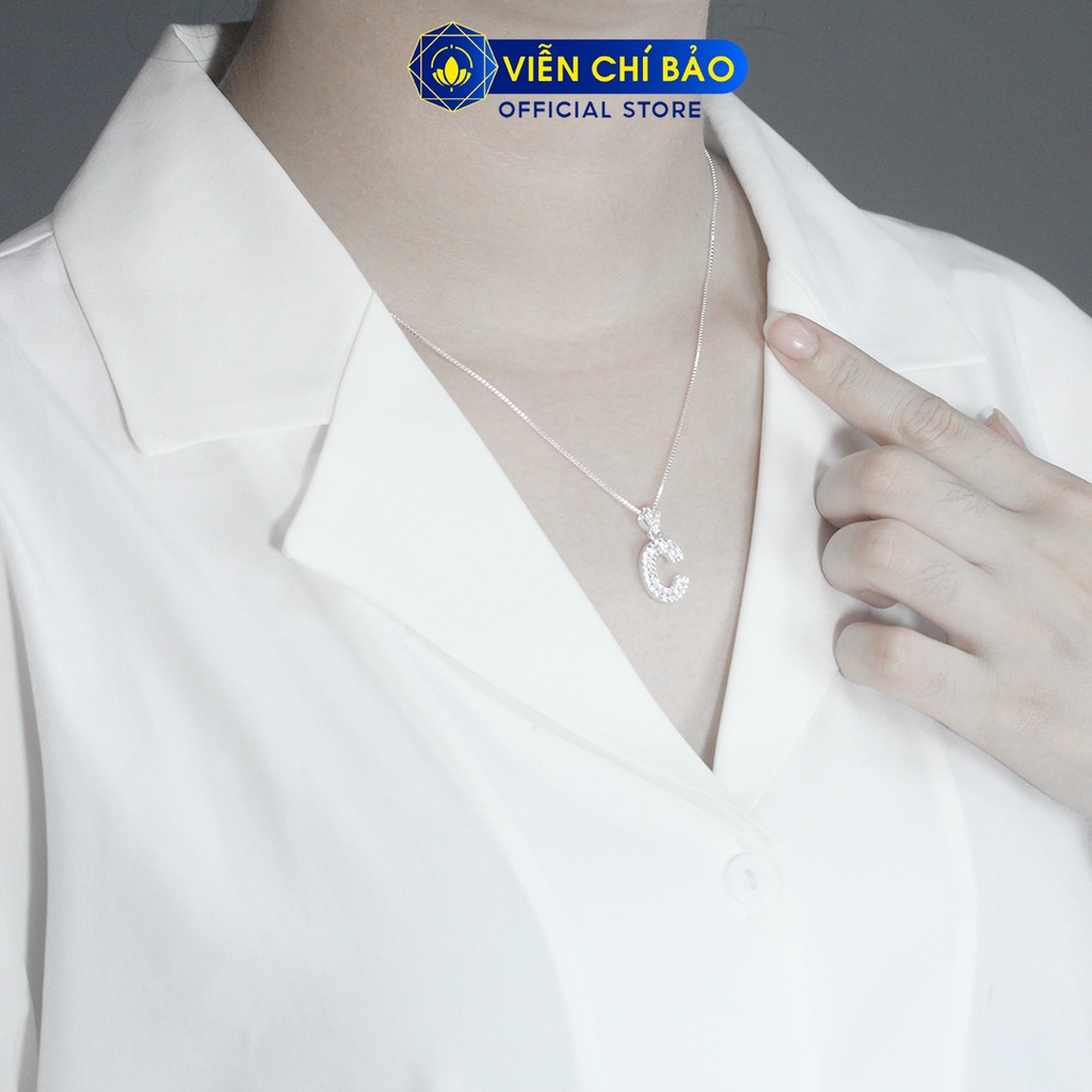 Mặt dây chuyền bạc nữ chữ cái đính đá móc giọt nước chất liệu bạc 925 - Viễn Chí Bảo M400061