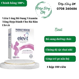 Viên uống bổ sung vitamin tổng hợp dành cho bà bầu elevit mẫu mới 100 viên.