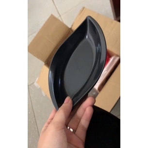 Đĩa Nhựa Phíp Đen Hình Lá Cây Đựng Nước Chấm Siêu Đẹp Mắt - Nhựa Song Long