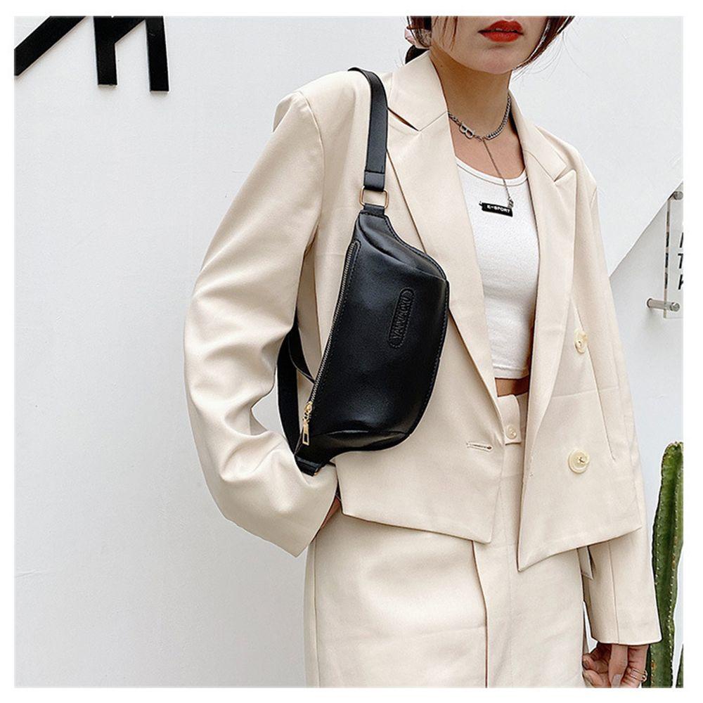 Túi đeo chéo ngực/hông bằng da PU màu trơn chống nước thời trang