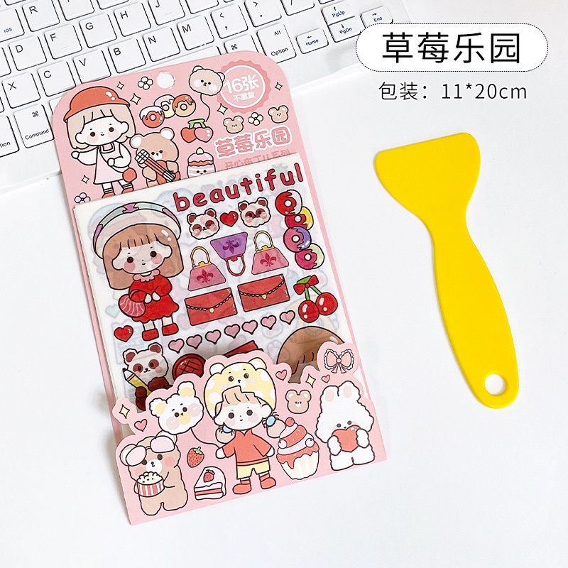 Set 16 Tấm Sticker Dán Trang Trí Sổ Tay diy Họa Tiết Hoạt Hình Dễ Thương