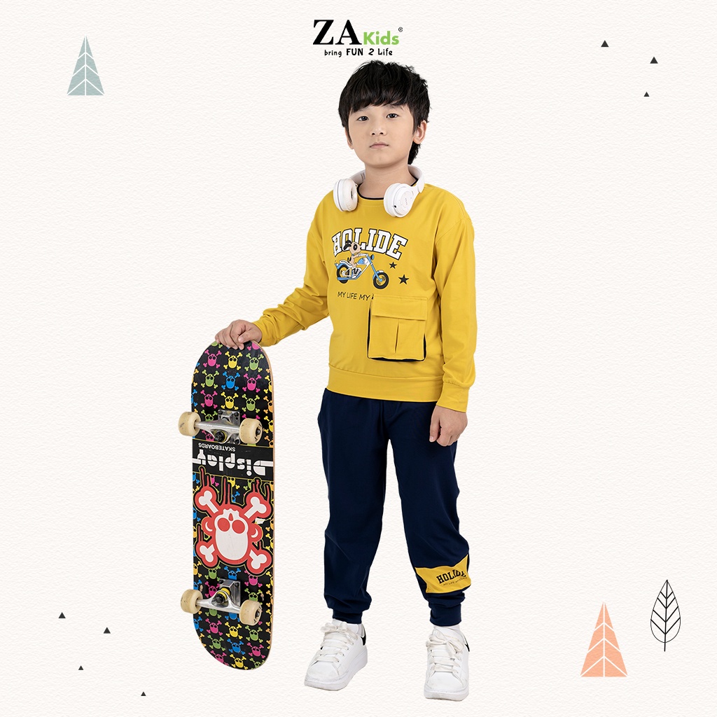 Bộ Quần Áo Thun Dài Tay Bé Trai (2-10 Tuổi) ZAKids ZA22041TD