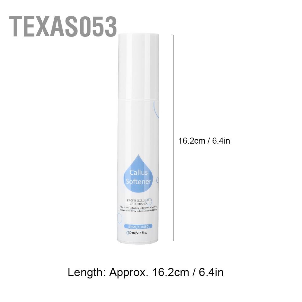 Texas053 Dưỡng ẩm chăm sóc da chân Xịt loại bỏ sừng chết Callus Softener 80ml