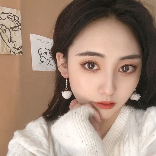 Khuyên tai kẹp không bấm lỗ chốt cố định K264 bằng hợp kim mạ bạc hình trái tim gắn bông bigsize dáng dài Leous