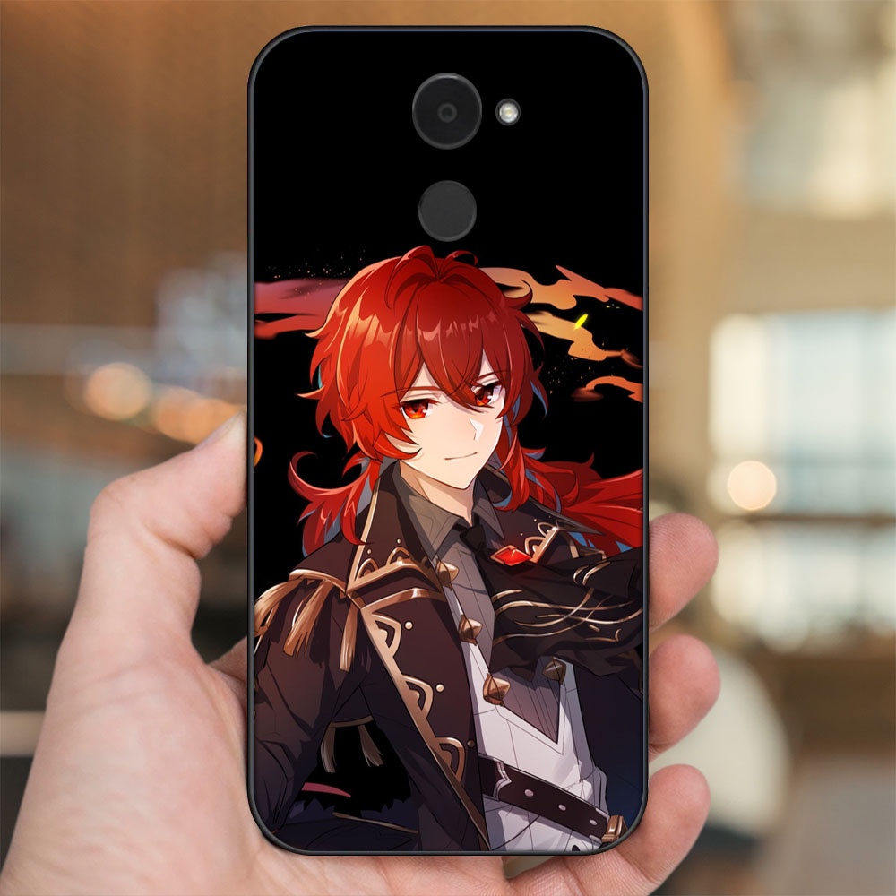 Ốp lưng Huawei Y7 Prime viền đen in hình Diluc Genshin Impact