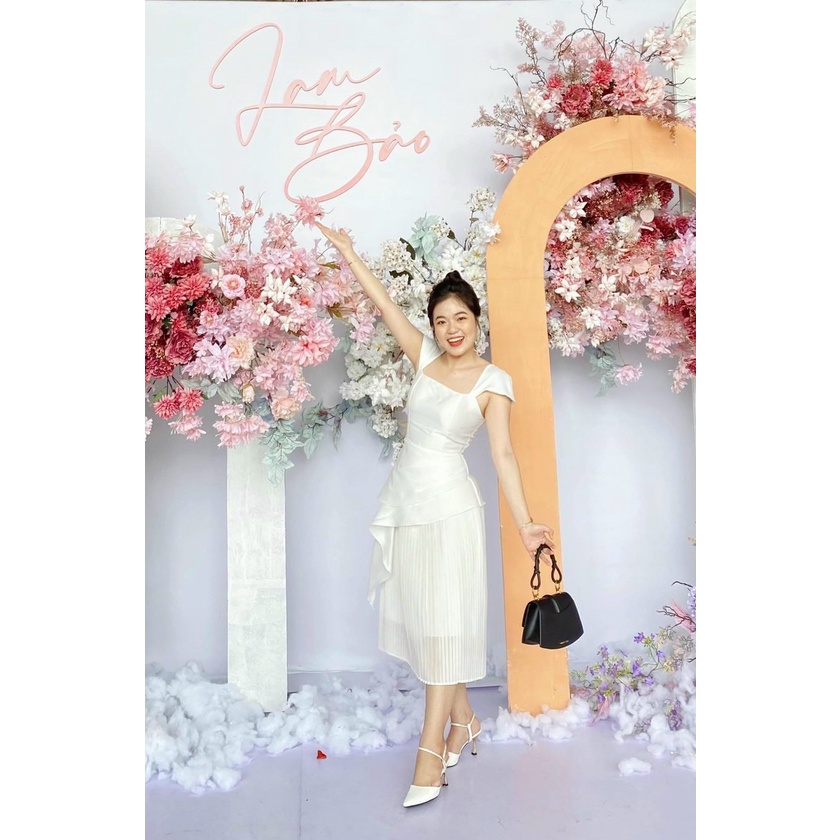 Sét Đồ Nữ Đẹp ⚡𝙎𝙄𝙀̂𝙐 𝙎𝘼𝙇𝙀⚡ Sét Bộ Áo Bèo Cổ Vuông Đũi Lụa Kèm Chân Váy Voan Dập Ly Mềm Mịn Thoáng Mát - 100327