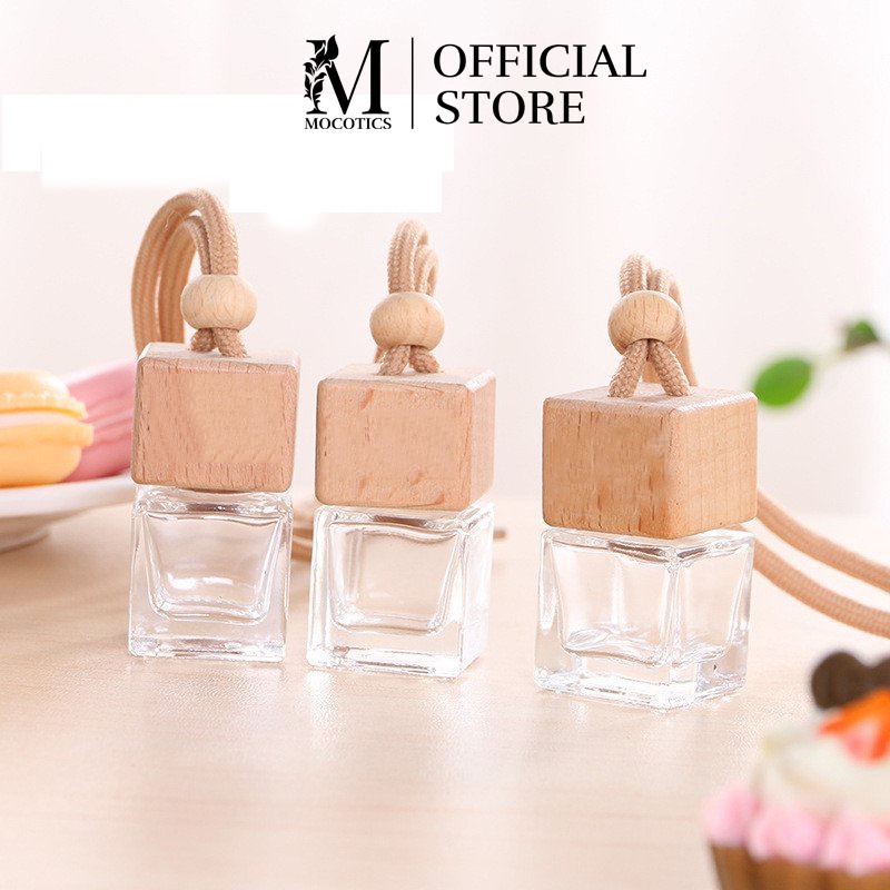 Chai Tinh Dầu Treo Xe Ô Tô Bằng Thủy Tinh Mocotics Lọ Treo Xe Hình Vuông Và Lọ Treo Hình Lục Lăng Nắp Gỗ Chắc Chắn