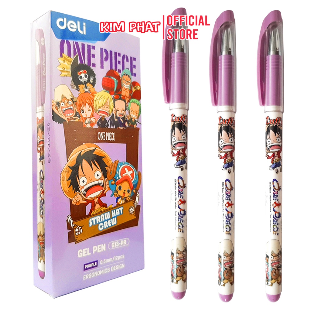 Bút bi nước học sinh mực Gel Deli One Piece G13-PR Ngòi 0.5
