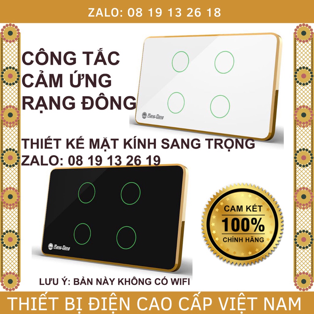 Công tắc Cảm Ứng Rạng Đông, mặt kính Cường Lực cao cấp an toàn sang trọng, ( LƯU Ý: BẢN NÀY KHÔNG CÓ WIFI)
