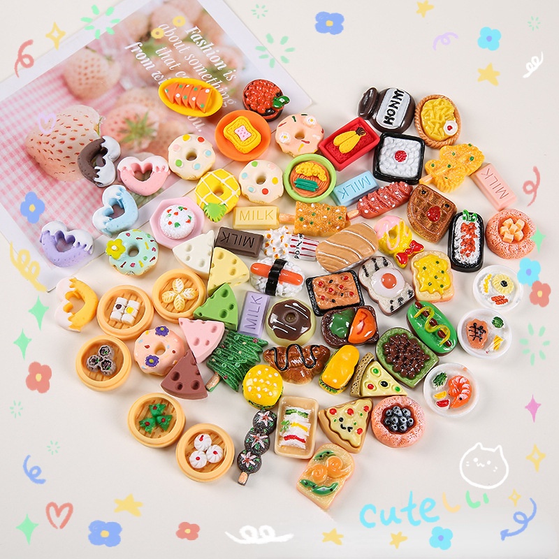 Set 10 Túi Đựng Đồ Ăn Mini Bằng Nhựa Resin Diy Cho Điện Thoại Di Động