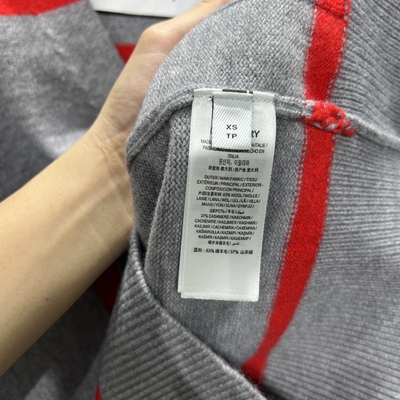 Áo Khoác Cardigan BBR Bur*berry Striple SS22 cao cấp, Áo len dệt kim BBR kẻ sọc màu xám cho các cặp đôi