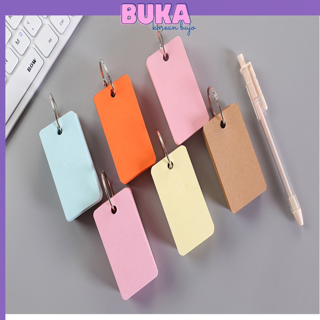 Sổ khoen tròn flashcard Buka màu trơn học từ vựng nhiều màu phụ kiện văn phòng phẩm