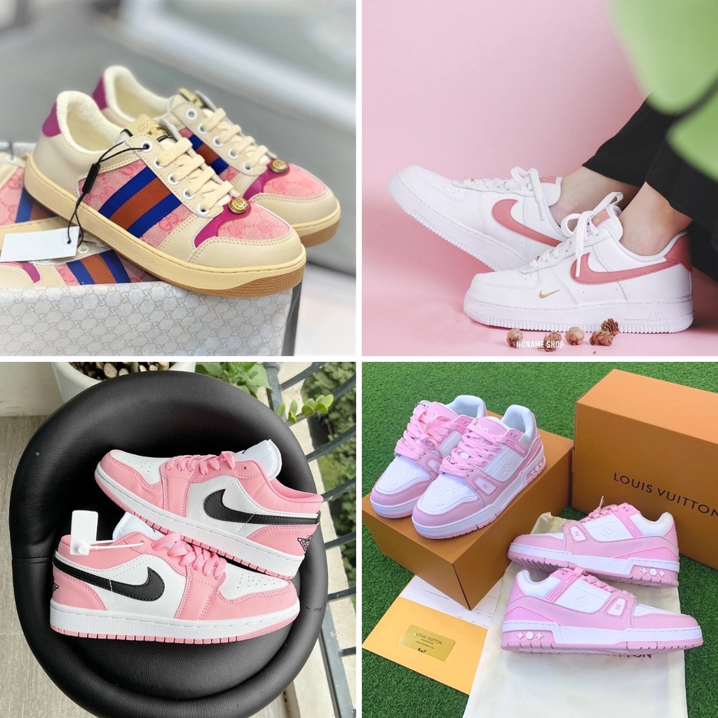 Giày thể thao Das hồng, Giày LV hồng nữ phối đồ siêu dễ thương hot trend Full Box
