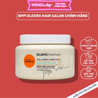Kem ủ tóc, hấp tóc phục hồi siêu mềm mượt olexrs hair salon collagen complex 500ml, wings shop