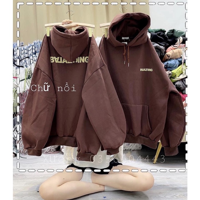 Áo hoodie BAZA in 2 mặt fom thụng unisex