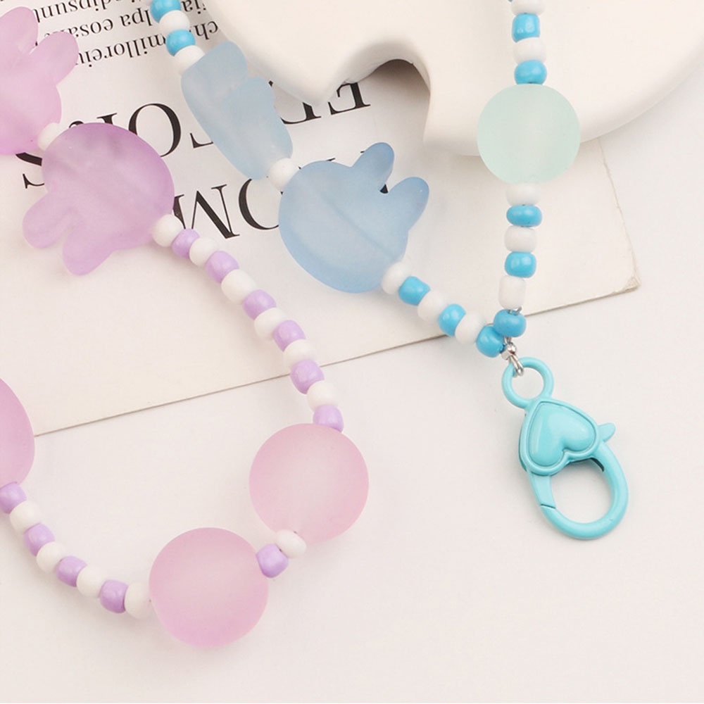 Móc Khóa Xỏ Hạt Màu Trơn Hình Thỏ Hoạt Hình Trang Trí Tai Nghe Không Dây