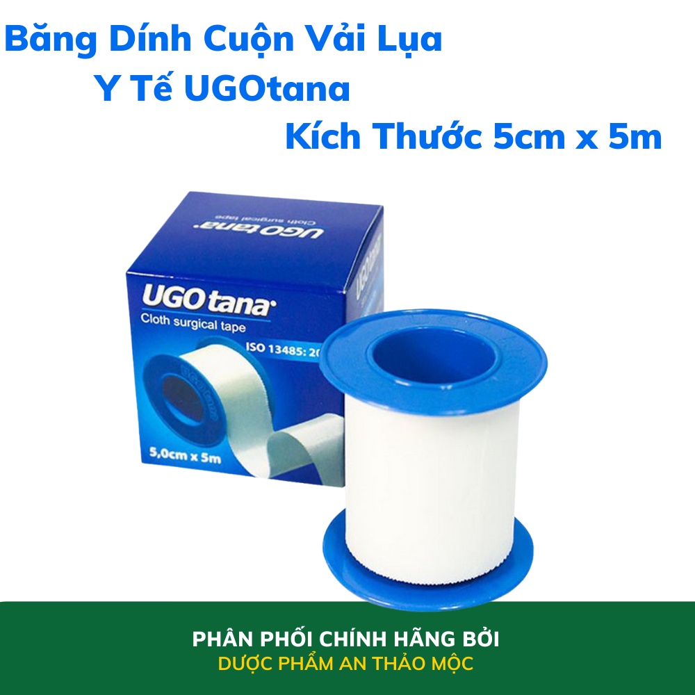 Băng dính cuộn vải lụa y tế TANAPHAR Ugotana hỗ trợ cố định catheter kim truyền thông thoáng độ dính cao dễ xé