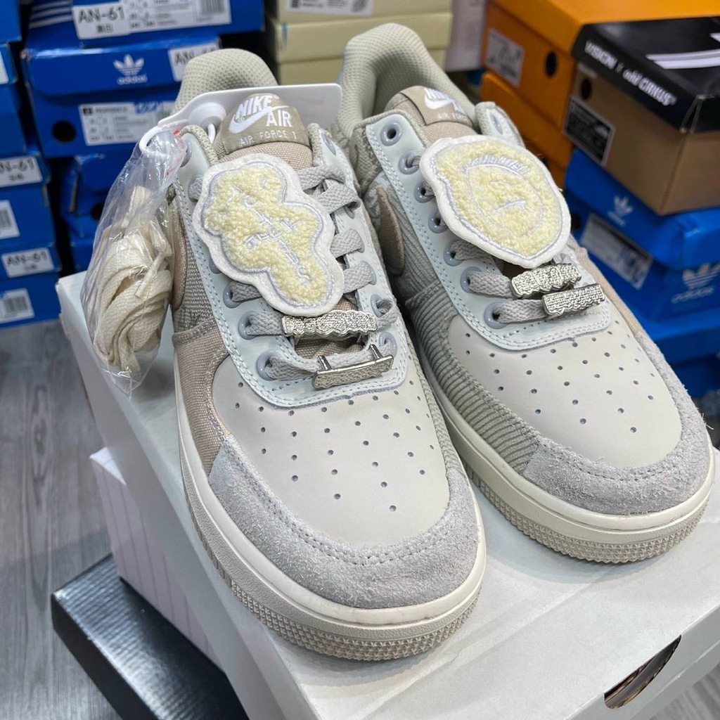 Giày_Nike nam nữ, giày thể thao snearkes nam nữ AF1 Low X Travis Scott Grey White Fullsz, Fullbox, giày học sinh nam nữ
