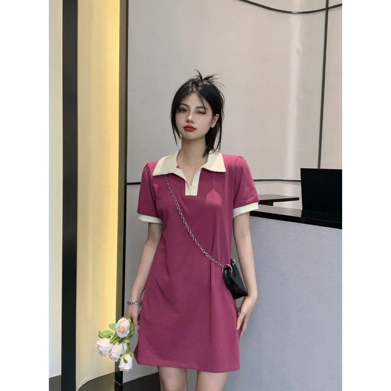 Đầm Polo 100% Cotton Ngắn Tay Form Rộng Thời Trang Mùa Hè
