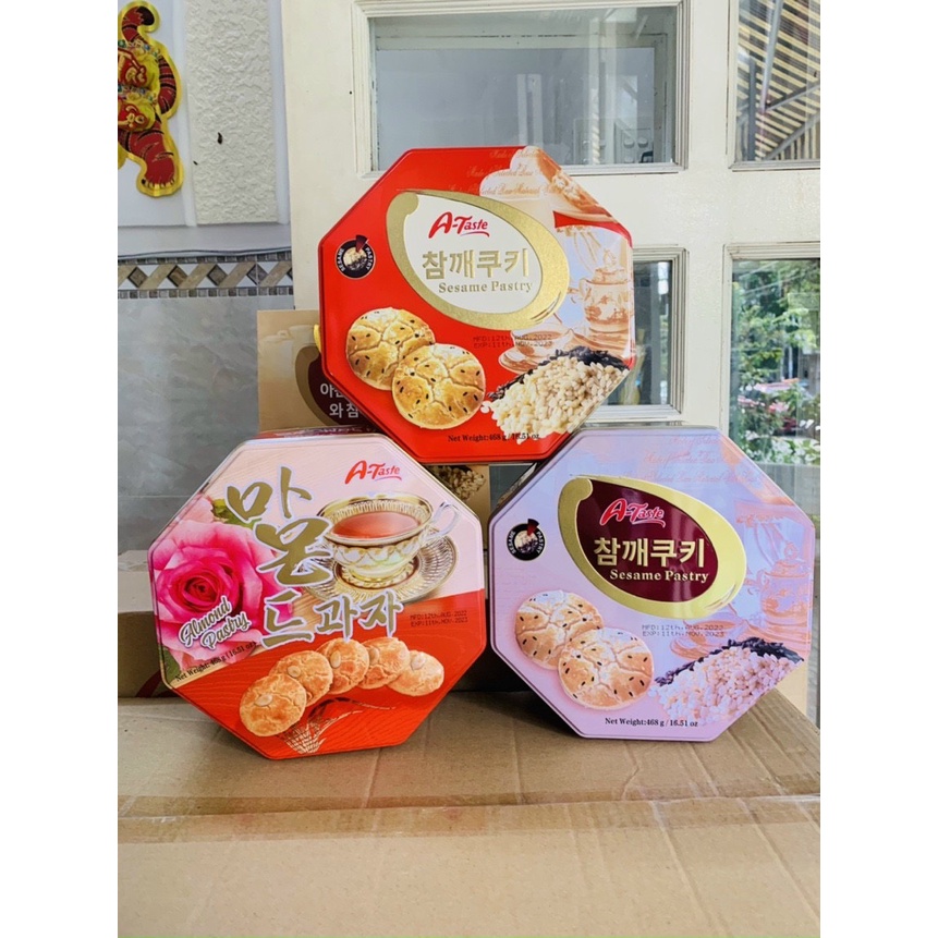 Bánh quy A-Taste Hạnh Nhân - Almond Pastry hộp thiếc 468g