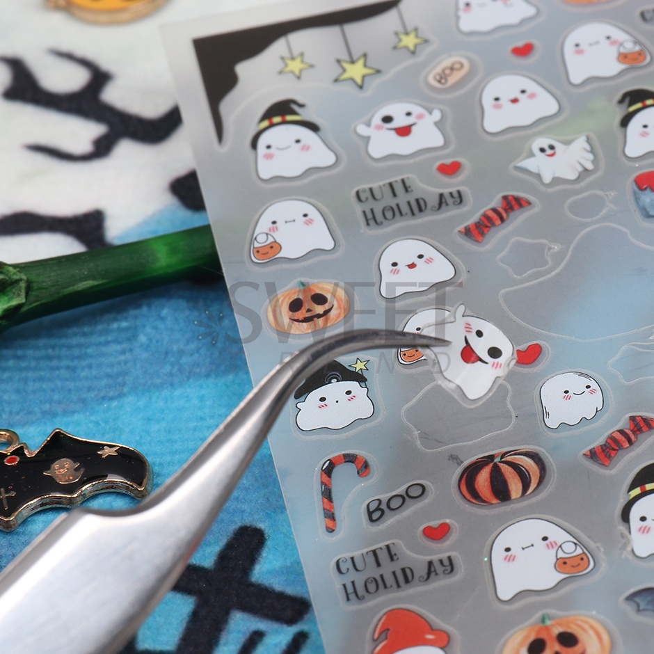 Miếng dán trang trí móng tay 3D STZPRONAIL họa tiết hoạt hình chủ đề Halloween sáng tạo