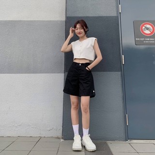 Áo croptop dáng gile nút phối cao cấp