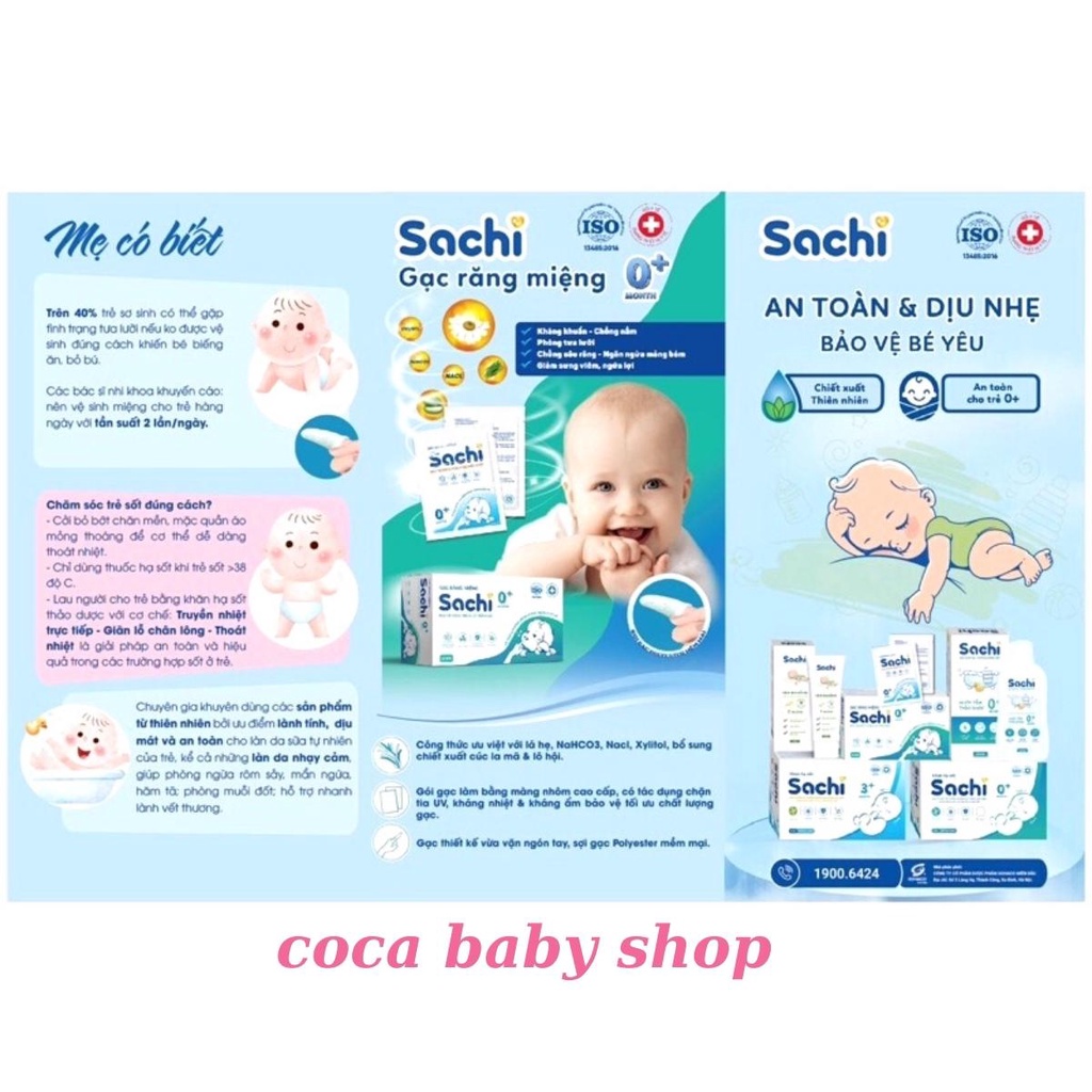 Gạc răng miệng Sachi (Hộp 30 gói x 1 gạc) Giúp kháng khuẩn, ngừa sâu răng, giảm sưng lợi⚡CÓ QUÀ TẶNG⚡