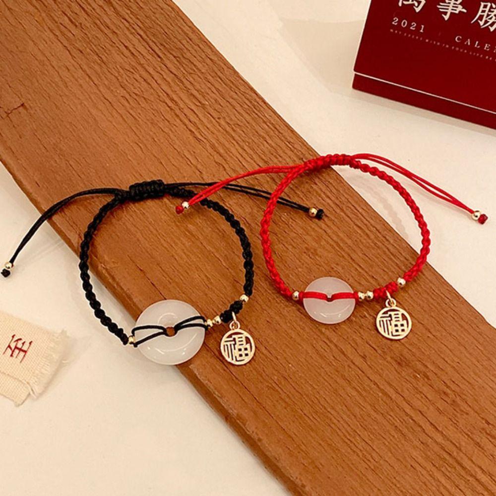 Vòng Tay Bện Dây May Mắn Dễ Thương Có Khóa Cho Cặp Đôi