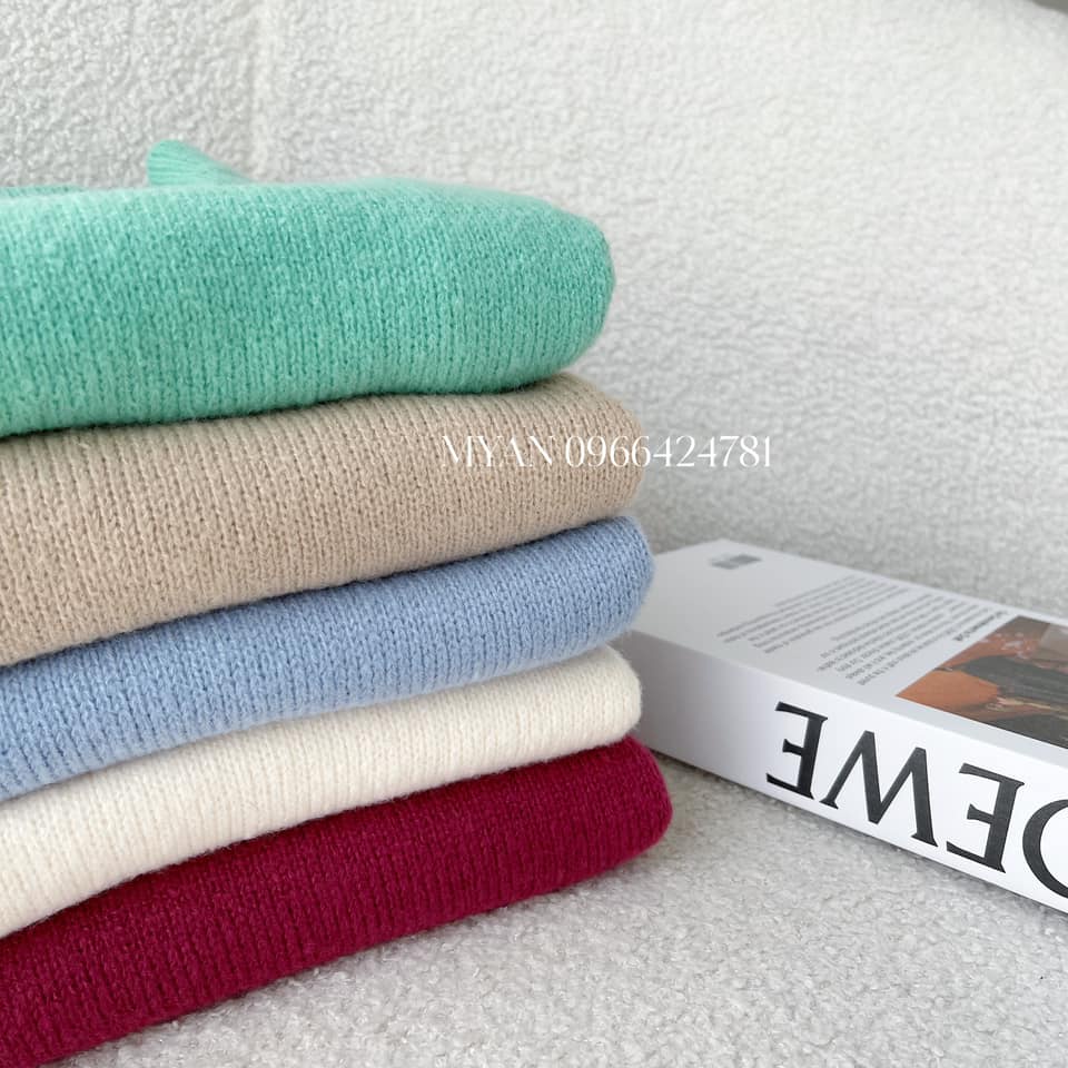 Áo Ghile Len Thu Đông Nữ MYAN Cổ Tròn Bo Gấu Màu Trơn Ghi, Kem, Nâu, Xanh, Đỏ, Đen A102213
