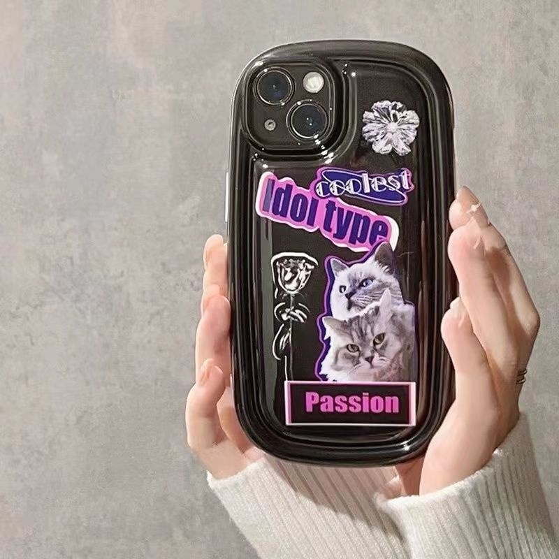 Ốp Điện Thoại Họa Tiết Mèo Và Hoa Hồng Cho IPhone 12 13 14 11 Pro Max X Xs Max Xr xxczv