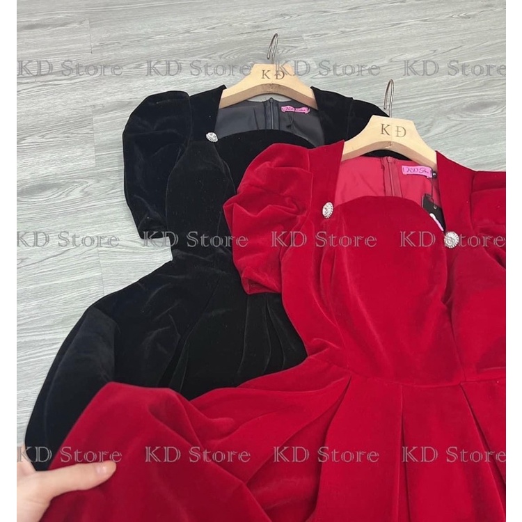 Váy nhung xoè xếp ly