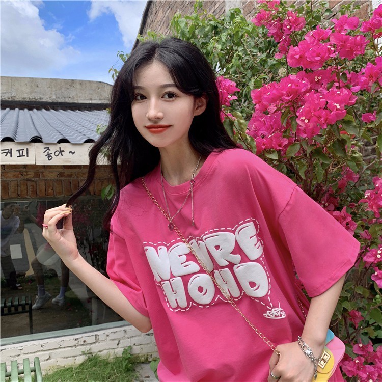 NRVP Áo Thun Unisex Mùa Hè Dáng Suông Tay Cộc Phong Cách Hàn Quốc Cho Nam Nữ