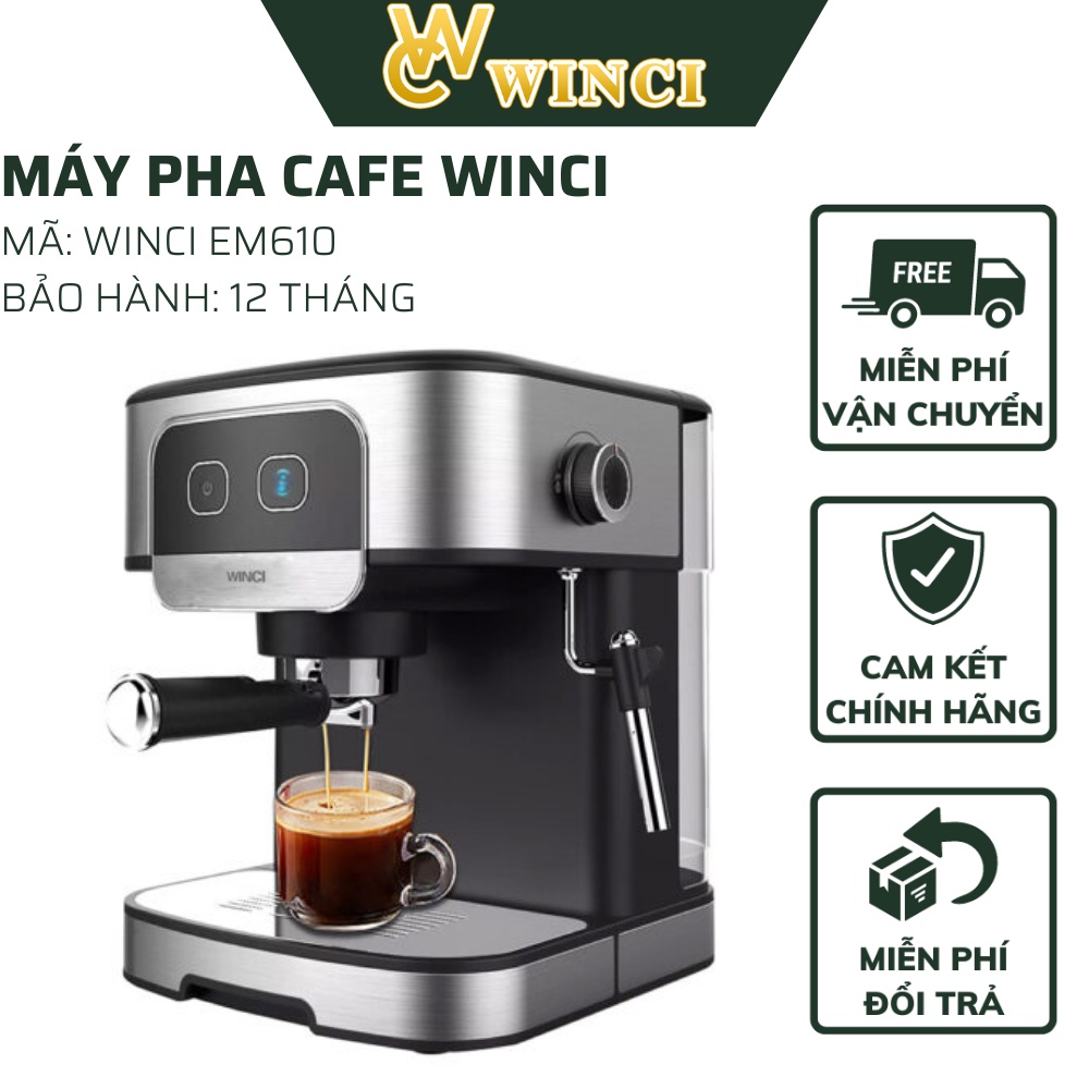 Máy Pha Cafe Tự Động Cao Cấp ESPRESSO Winci - Máy Pha Cà Phê Cao Cấp Công Suất 1050W Nhập Khẩu Từ Ý Bảo Hành 24 Tháng