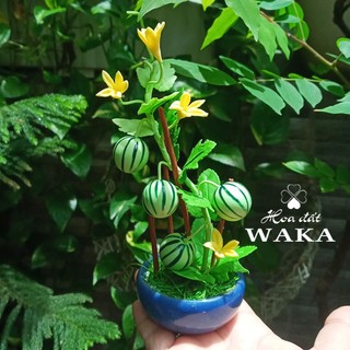 Hoa Đất Sét Mini- Chậu Dưa hấu Mini 15cm