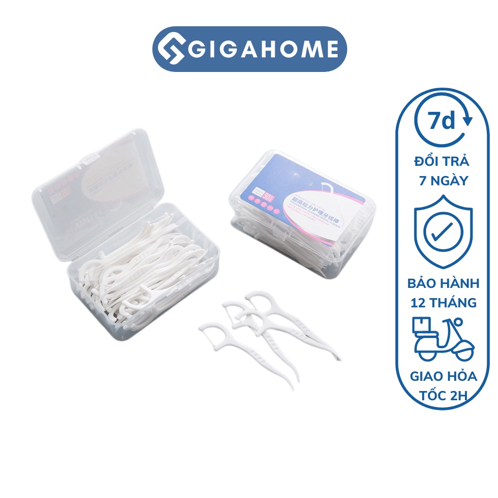 Hộp 50 Tăm Chỉ Nha Khoa GIGAHOME Tiệt Trùng, Vệ Sinh Răng Cao Cấp, Dùng 1 Lần 8557