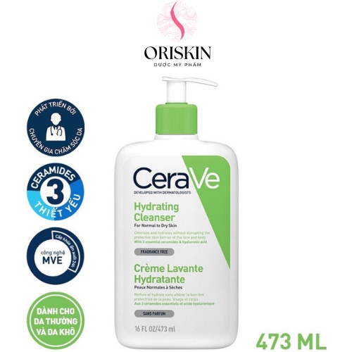 CeraVe - Sữa Rửa Mặt Giúp Làm Sạch Sâu Và Cấp Ẩm Cho Da Thường Và Da Khô CeraVe Hydrating Cleanser