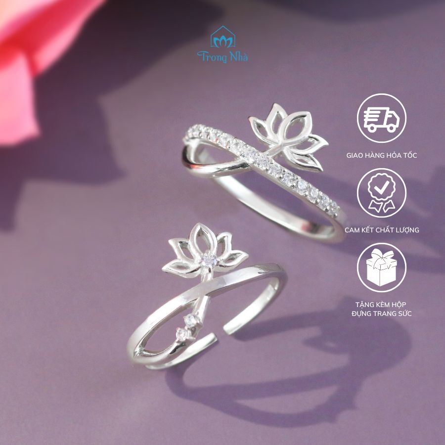 Nhẫn bạc S925 biểu tượng Hoa Sen Bình An - Trong Nhà