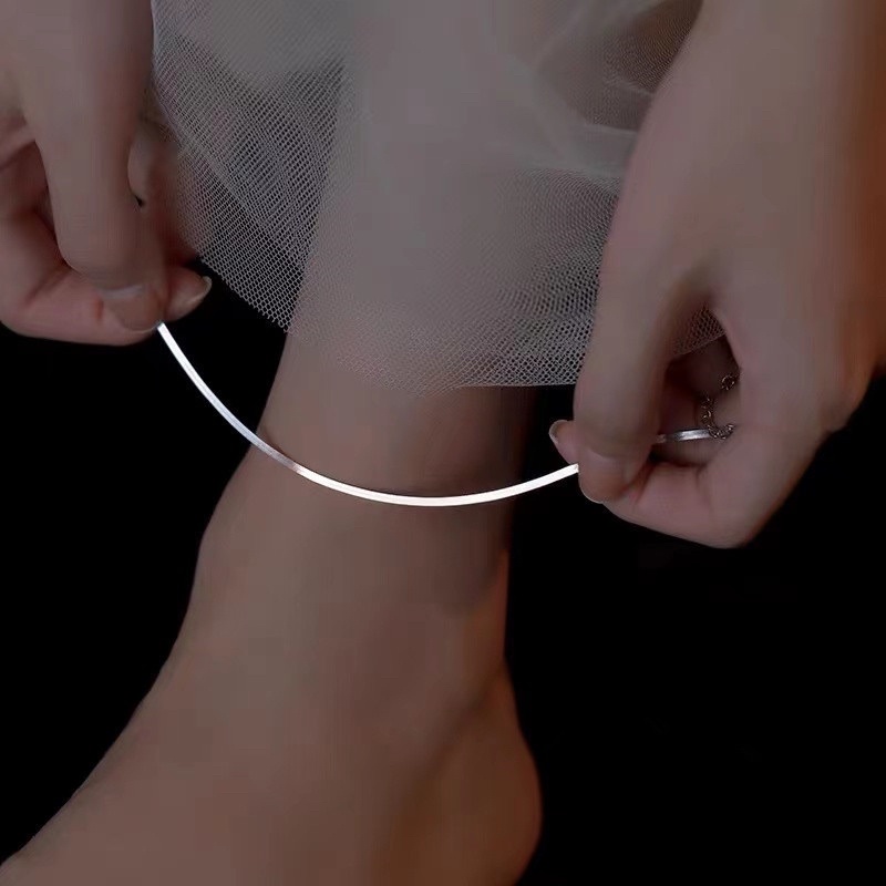 Lắc chân nữ basic màu bạc xinh xắn, vòng đeo chân nữ