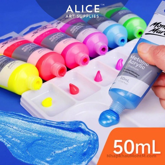Màu Nhũ lấp lánh Acrylic Mont Marte Úc tuýp lẻ 50ml - AC Metallic PREMIUM - CÓ SẴN