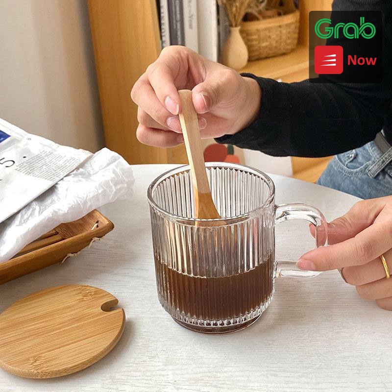 Ly thủy tinh sọc dáng quai 350ml - 400ml (Thủy tinh chịu nhiệt Borosilicat) - CS09