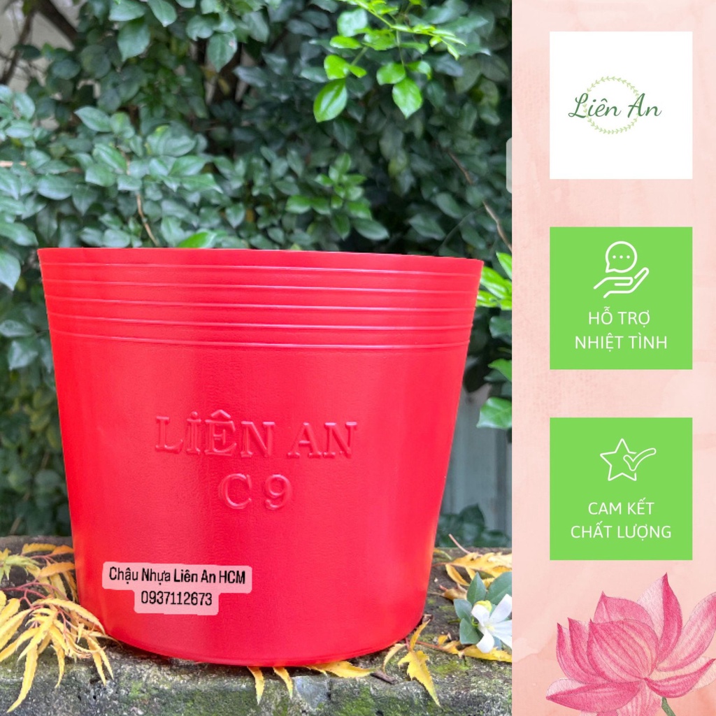 (COMBO 50 chậu C9) Chậu nhựa đỏ mềm Liên An C9 trồng cây bền, đẹp 3500g