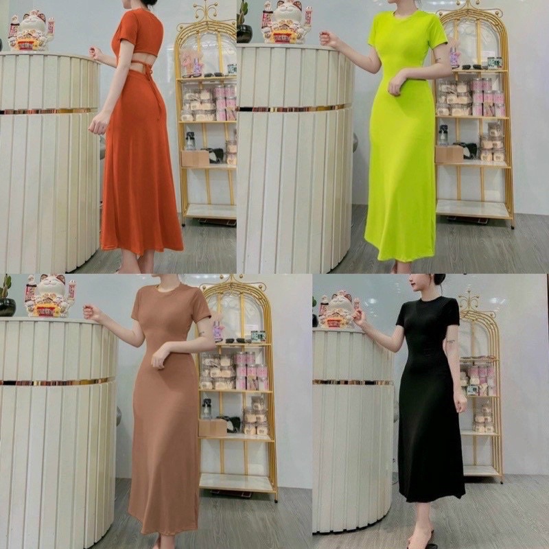 Đầm maxi xoè hở lưng dáng dài len tăm dày dặn ( form xoè) ĐỦ MÀU