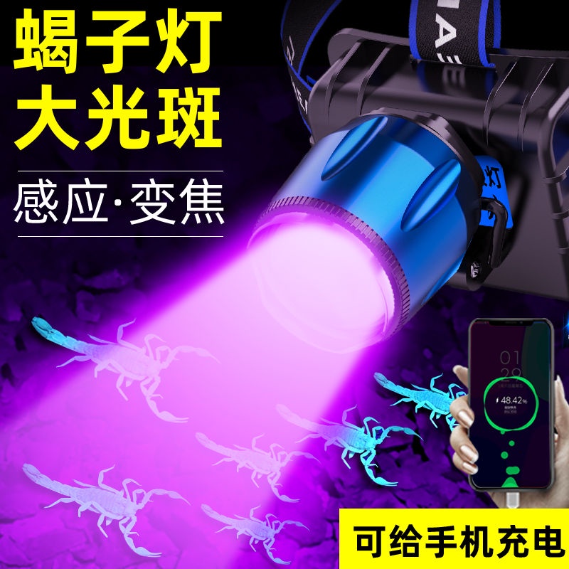 Đèn Pha Led Cảm Ứng Mạnh Mẽ Hình Bọ Cạp Màu Tím Siêu Sáng Có Thể Sạc Lại