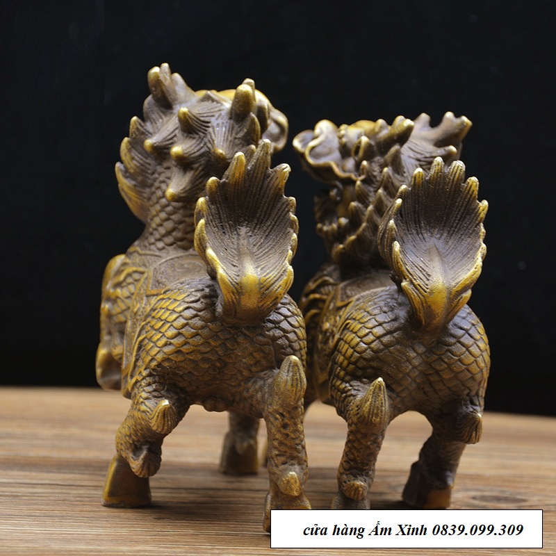 Cặp Kỳ Lân Chiêu Tài Lộc, Hút Vượng Khí Bằng Đồng Đúc Nguyên Khối (01 Cặp 02 Con, 1800 GRAM)