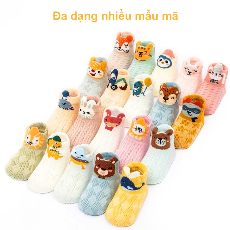 Tất cho bé gái và bé trai 0-3 tuổi Baby-S, Set 5 tất lưới cho bé hình thú ngộ nghĩnh - ST022