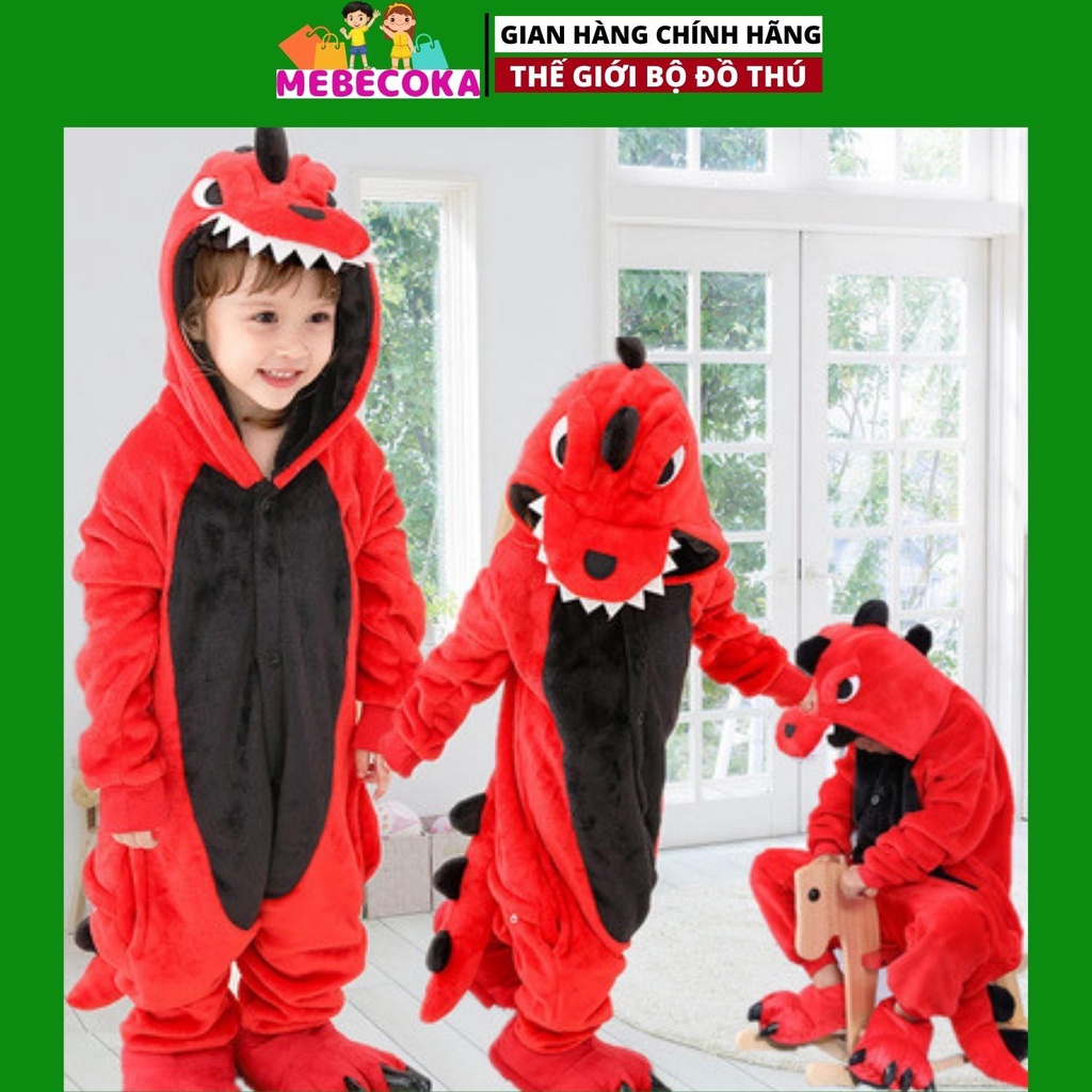 Bộ đồ hình thú KHỦNG LONG XANH cho bé ,bộ đồ liền thân cho bé trai bé gái loại CAO CẤP (mebecoka 4)